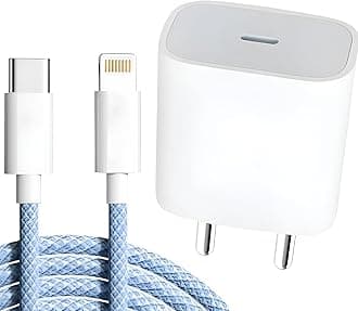 20W Fast USB C Charger Compatible with iPhone 14/14 Plus Pro Max/14 Pro Max/14 Mini/13/12 Max/Xs Max/XR/X/8Plus,iPad Adapter Devices with 1 Meter Nylon Braided Type-C to Lighting Data Cable PD, Blue