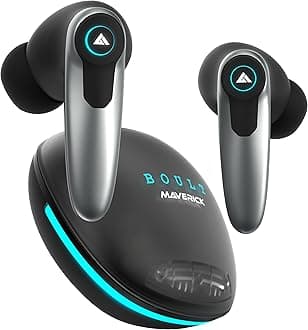 Boult Audio Maverick with 35H Playtime, 45ms Xtreme Low Latency Mode, Quad Mic ENC, Type C Fast Charging (10Mins=120Mins), 10mm Drivers, BT 5.3, IPX5 Airbass True Wireless in Ear Earbuds (Black)