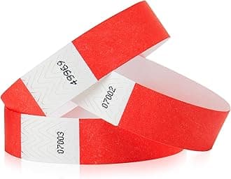 WristCo Neon Red 3/4" Tyvek Wristbands - 10000 Pack Paper Wristbands for Events