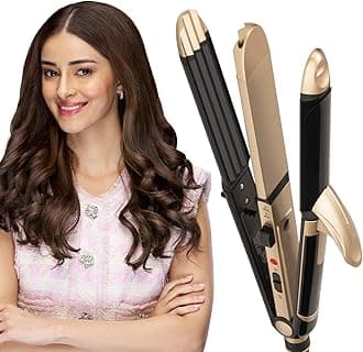 3 in 1 Hair Styler for Women, (India's No.1 Appliance Brand) | Straightener, Curler and Crimper, Quick Heat up, Suitable for All Types, Gold-Black (VHSCC-01)