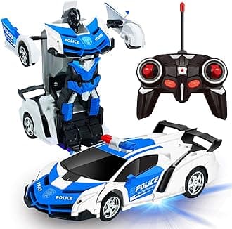AMENON Remote Control Car - Transform Robot Toys for Boys Teens, Rechargeable RC Car with Lights, 2.4Ghz RC Car 1:18 Rechargeable 360° Rotating Race Transform Car Birthday Gifts Party Favors for Kids