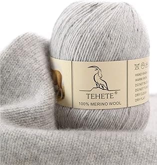 100% Merino Wool Yarn for Knitting and Crochet 3ply 50g 250m Soft and Luxurious -Light Grey