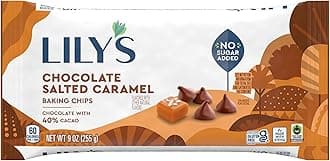 LILY'S Chocolate Salted Caramel Flavored No Sugar Added, Baking Chips Bags, 9 oz (3 Count)