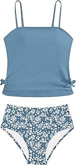 Girls Tankini Swimsuits Two Piece Bathing Suit Drawstring Swimwear Set for Girls 7-18 Years