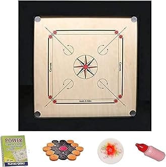 Jtc Carrom Board Free Wooden Coins And Powder (36X36) || Water-Resistant Carrom Board 36 Inch Full Size, All Ages, Beige