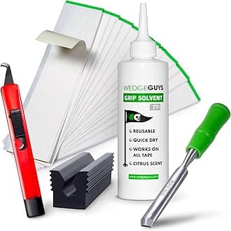 Golf Grip Kits for Regripping Golf Clubs - Professional Quality - Options Include Hook Blade, 15 or 30 Tape Strips, 5 or 8 oz Solvent, Grip Tape Remover, Bench Vise & Rubber Clamp