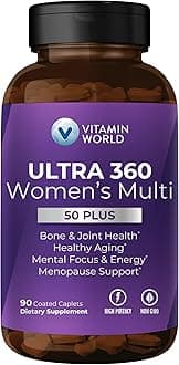 Vitamin World Ultra 360 Multivitamin for Women 50 Plus, Women's 50+ Multivitamin with Minerals & Herbs for Menopause Support, Supplement with Vitamin B, D, E & Zinc for Healthy Aging, 90 Caplets