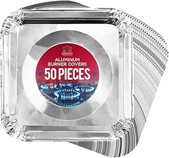 Aluminium Gas Stove Burner Covers (50 Pack) - Disposable Gas Stove Cover Liners, Heat-Resistant Gas Stove Top Covers for Gas Burners and Stove Covers for Gas Stove Top the Perfect Kitchen Accessories