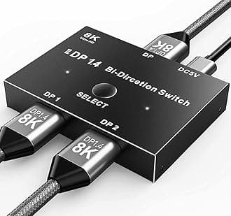 8K displayport DP 1.4 splitter switch 8K@30Hz 4K@120Hz, Bidirectional switch 2 in 1 Out/1 in 2 Out, Compatible with various interfaces of video sources and displays