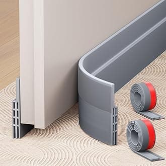 Hojoy 2 Pack Under Door Draft Stopper, Adjustable Door Sweep Anti-Collision Strong Adhesive Weather Stripping Tape Soundproof Draught Stoppers 2" W x 39" L, Gray