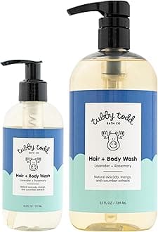 Tubby Todd Hair + Body Wash - Baby Shampoo and Body Wash - Gentle, Natural Baby Was for Newborns, Babies, and Toddlers - Non-Toxic and Hypoallergenic - Lavender Rosemary, 2 Pack, 8.5oz & 25oz
