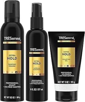 Extra Hold Hair Styling Bundle – Shaping Mousse, Layering Hairspray & Alcohol-Free Sculpting Gel, Professional-Quality Frizz Control