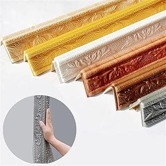 7.5ft Crown Molding Trim Self Adhesive Wall Edging Strip, Flexible Thick Ceiling Molding Peel off & Stick, Baseboard Foam Wall Trim Wallpaper Border for Mirror Edge Home Decor(Color:Golden yellow)