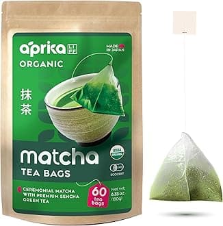 Organic Japanese Matcha Green Tea Bags - Ceremonial Grade Matcha Powder and 1st Harvest Spring Sencha Blend for Unforgettable Taste - 60 Tea Pyramids by Aprika Life