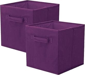 Storage Bins, Foldable Fabric Storage Cubes And Cloth Storage Organizer Drawer For Closet And Toys Storage, 2 Pack (Purple)