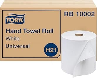 Tork Universal RB10002 Hardwound Paper Roll Towel, 1-Ply, 7.87" Width x 1000' Length, White (Case of 6 Rolls, 1,000 per Roll, 6,000 Feet)