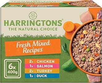 Harringtons Complete Wet Tray Grain Free Hypoallergenic Adult Dog Food Mixed Pack 6x400g - Chicken, Salmon, Turkey & Duck - Made with All Natural Ingredients