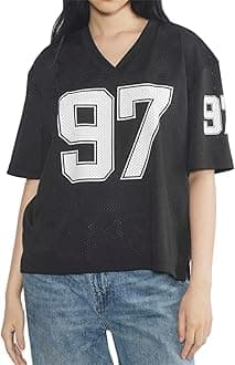 Oversized Jersey Shirts for Women Y2k Number Graphic Print V Neck Short Sleeve Aesthetic Summer T-Shirt Streetwear