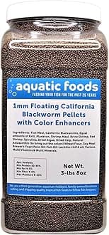 1 mm Floating Blackworm Pellets with Color Enhancers & Vitamins. Great for All Tropical Fish, Marine Fish, Cichlids, Carnivores, Discus, Coldwater Fish, Koi & Pond Fish…3-lb 8oz Lg Jar