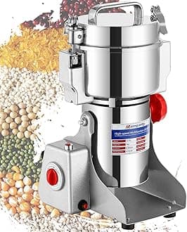 Moongiantgo Electric Grain Grinder 400g Spice Superfine Mill Stainless Steel & 28000RPM Commercial Motor, for Herb/Spice/Nut/Cereal, with Protection of Overload & Open-Cover-Stop (400g Swing Type)