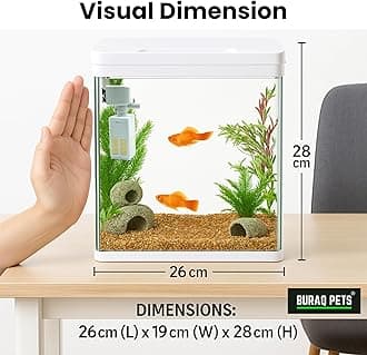 Buraq 4K Transparency Fashion Aquarium Mini Fish Tank with Filter & Light, Polycarbonate Material, Suitable for Home, Living Room and Office (26" L x 19" W x 28" H Cm)