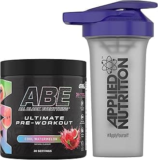 Applied Nutrition Bundle ABE Pre Workout 375g + 700ml Protein Shaker | All Black Everything Pre Workout Powder, Energy & Physical Performance with Creatine, Beta Alanine (Cool Watermelon)