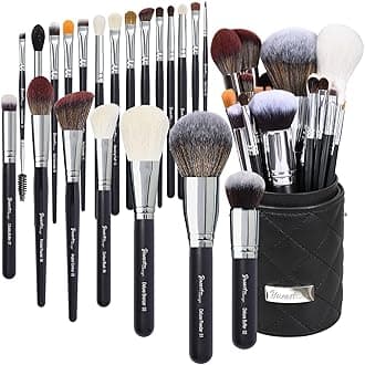 Bueart Design Collector's Edition Pro makeup Artist 22Pcs Deluxe Real Goat Hair Horse hair Makeup Brushes Set with Holder Case