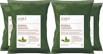 Jiva Henna Hair Care Powder 200 g | 100% Pure & Natural | Cleans & Nourishes Hair & Roots And Provides Natural Color & Shine | Helps With Dandruff, Itchy Scalp, & Frizzy Hair (Pack of 4)