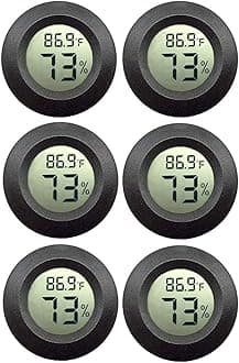 JEDEW 6-Pack Mini Hygrometer Humidity Gauge Indoor/Outdoor Thermometer Digital LCD Humidity Meter Monitor for Humidifiers Dehumidifiers Greenhouse Basement Cigar Fahrenheit(„‰) or Celsiu(„ƒ)