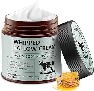 Beef Tallow for Skin, Tallow Face Cream, Tallow and Honey Balm (120g), Grass Fed beef Tallow Moisturiser, Deeply Moisturizing for Face & Body, Suits for All Skin Types, Unscented Fast Absorption