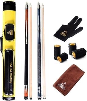 CUESOUL House Bar Pool Cue Sticks,Two Cue Sticks + 2x2 Pool Cue Case Hard