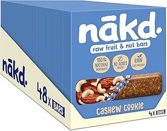 Nakd Cashew Cookie Natural Fruit & Nut Bars - Vegan - Healthy Snack - Gluten Free, 35 g (Multipack case 48 Bars)