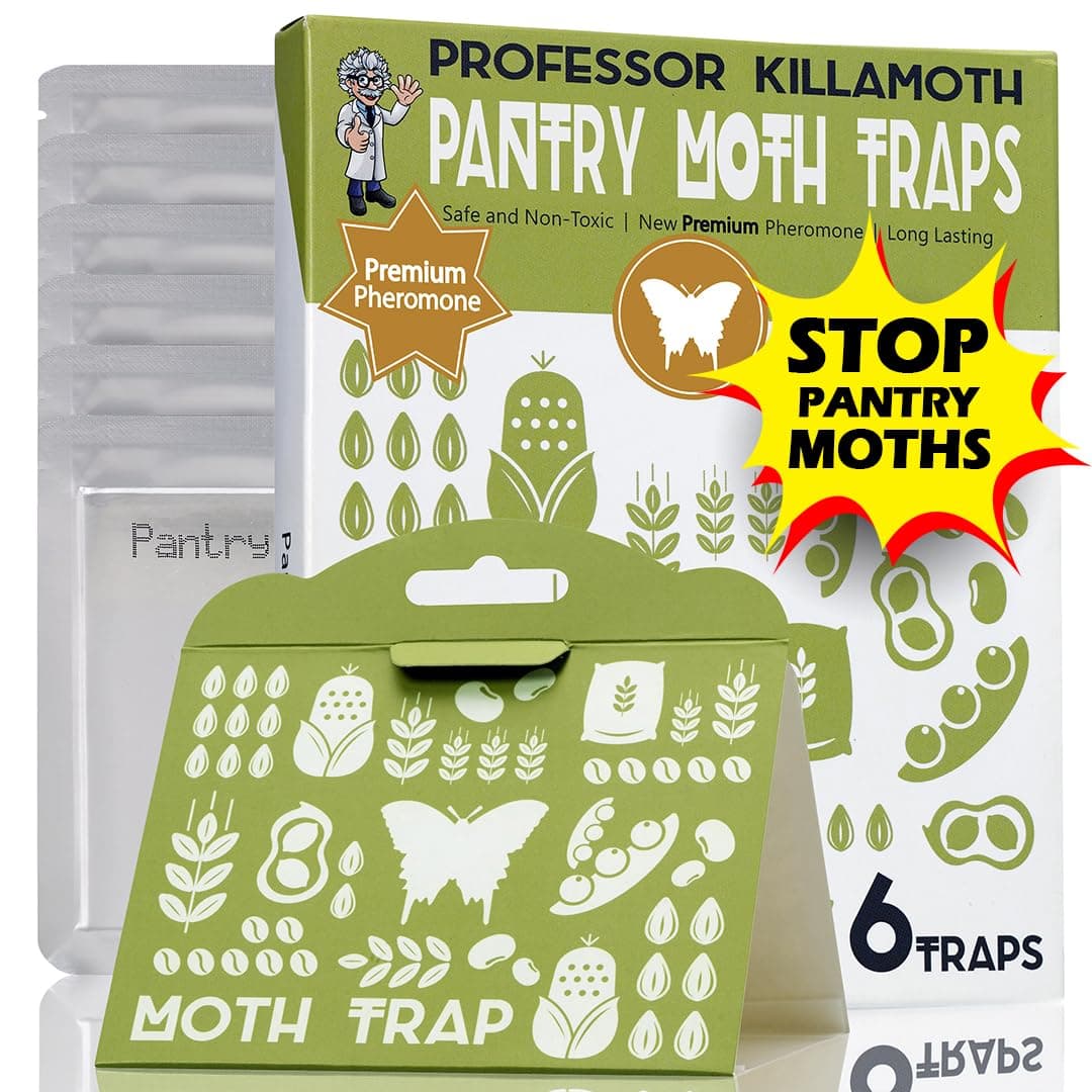 Pantry Moth Traps 6 Pack, Professional Grade Pheromone Moth Traps for House Indoor, Non-Toxic Pantry Moth Trap for Kitchen, Food & Cupboards