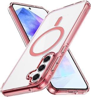 Lunivop for Samsung Galaxy A55 5G Case Hard [Compatible with Magsafe ] Yellowing Resistant Magnetic Cover Clear para A 55 6.6 inch Rugged Best Phone Cases Pink