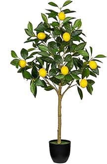 Oairse Artificial Lemon Tree 3ft/91cm Decorative Fake Lemon Plants with Lemon Fruits Large Fake Floor Plants Faux Tree for Indoor Outdoor Home Office Living Room Bedroom Bathroom Decor