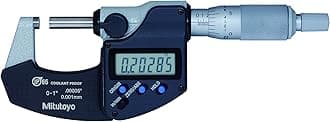 293-340-30 Digital Micrometer, Inch/Metric, Ratchet Stop, 0-1" (0-25.4mm) Range, 0.00005" (0.001mm) Resolution, -0.00005" Accuracy, Meets IP65 Specifications