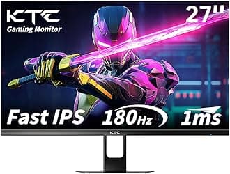 KTC 27 Inch Gaming Monitor 180Hz, Full HD 1920x1080 Fast IPS Computer Monitor, DP 1.4 & HDMI 2.0 Ports 1Ms FreeSync Frameless PC Gamer Monitor, HDR, VESA Mount, H27F22