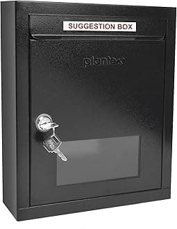 Plantex All in 1 Letter Box/Multipurpose Box- Suggestion Box/Complaint Box/Post Box/Donation Box/Letter Box for Home gate and Office with Keylocks - Table Top, Wall Mounted - GI Steel (Black)