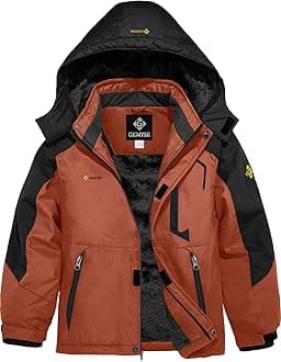 GEMYSE Boy's Waterproof Ski Snow Jacket Hooded Fleece Windproof Winter Jacket