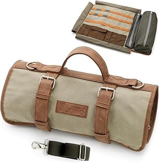 barillio Bartender Bag (Without Tools) - Stylish, Waxed Canvas, Roll Up Traveling Bar Bag for Carrying Bar Tools and Cocktail Shaker Set with Shoulder Strap - Portable Travel Bartending Roll