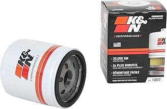 K&N Oil Filter - Spin-On 76x95mm compatible with Chevrolet, GMC, Cadillac, Isuzu, Pontiac, Toyota, Jeep (HP-1007) , White