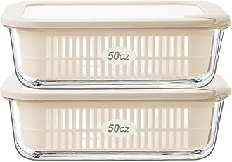 Urban Green Glass Food Storage Containers with Glass Lids, Microwave Safe Food Container Set, Aitight Meal Prep Container Set, BPA Free Colander, LeakProof, 2 Pack