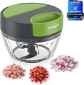 Ibergrif M502 Manual Onion Cutter, Multifunctional Onion Chopper, Multi Chopper with Filling Opening, BPA-Free, Easy Pull Chopper Manual for Vegetables, Meat, Nuts