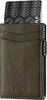 VULKITMen's Slim Wallet Pop Up Card Holder RFID Blocking Metal Wallet Minimalist Design Holds Up to 11 Cards