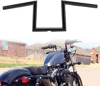 6" Rise Z-Bar Sportster Handlebar with Indents for Harley 2007-up Sportster XL883 1200 Models, 2006-2017 FXDB & 1996-2005 Dyna FXDWG, Some Yamaha Virago XV, Honda Bikes (Black)