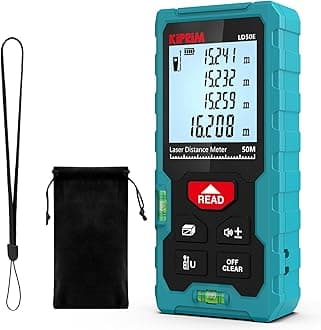 Kiprim Laser Distance Measure High Accuracy 165ft Kiprim LD50E Laser Tape Measure 50M Compact Laser Measurement Tool with Larger Backlit LCD Display,ft/m/in Switching,Bubble Level (No Batteries)