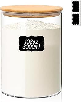 ComSaf Glass Jar with Airtight Lid (102 oz/3 liter), Large Glass Coffee Storage Container with Lid, Clear Glass Food Canister for Kithen Storage, Wide Mouth Easy Access