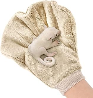 2 Pcs Sugar Glider Bonding Mitt, Calming Sleeping Glove, Bite Proof Animal Handling Gloves, Hedgehog Accessories Calming Glove for Train Your Sugar Glider Small Animals Hamster Rats Pet (Beige)