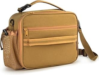 Cerbonny Kids Lunch Box, Brown, Unisex, Polyester, With Insulated Interior, Easy-Wipe Clean, 10.8"L x 4"W x 8.8"H, 4 Carrying Options