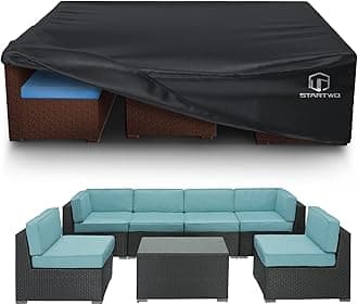 STARTWO Patio Furniture Covers Waterproof, Heavy Duty Outdoor Furniture Cover for Sectional Sofa and Table Chairs Set,90"x64"x28", Black